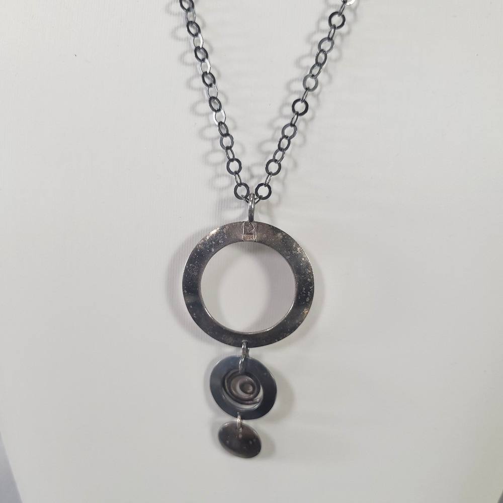 Silpada Sterling Silver Disk Swirl Necklace Womens Retired N1709 Tiered Drop